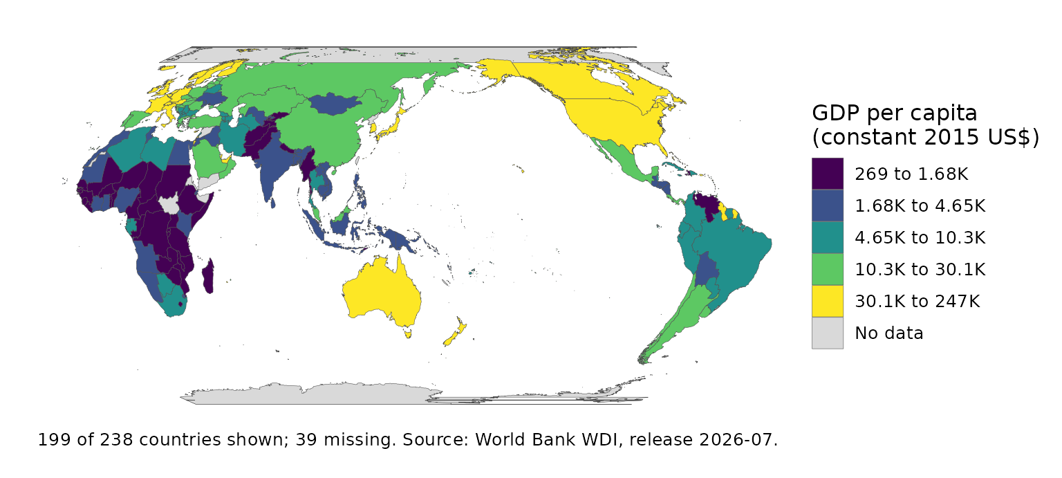 World map of GDP per capita centred on the Pacific.