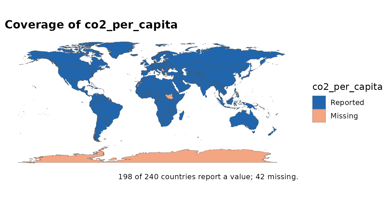 Map of which countries report CO2 per capita.
