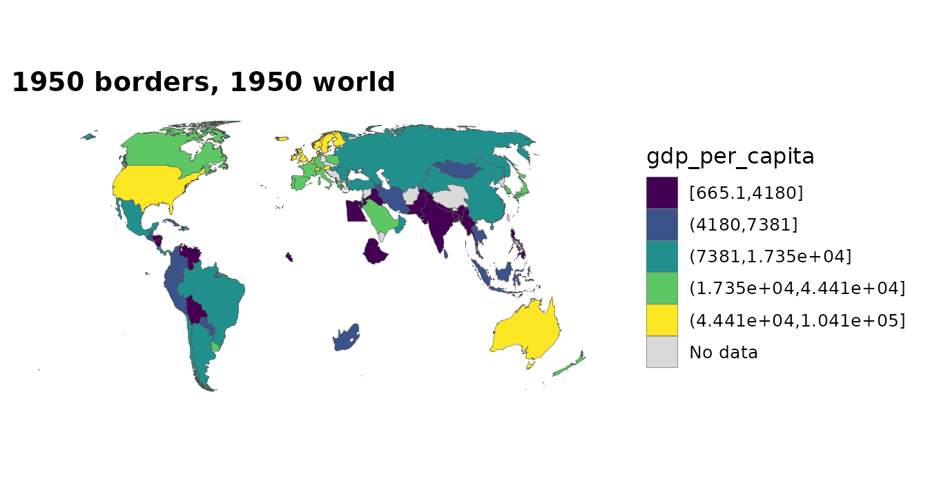 Choropleth drawn on 1950 borders including colonies and dependencies.