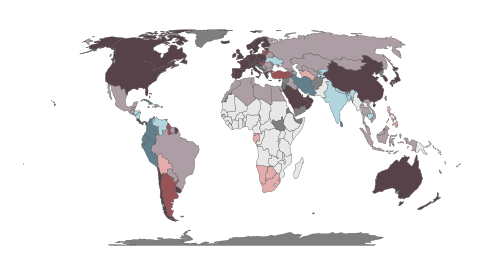 Bivariate choropleth of GDP per capita against life expectancy