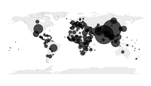 Proportional-symbol map of population