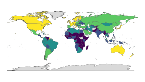 Quantile choropleth of GDP per capita