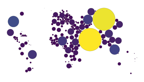 Dorling cartogram of population